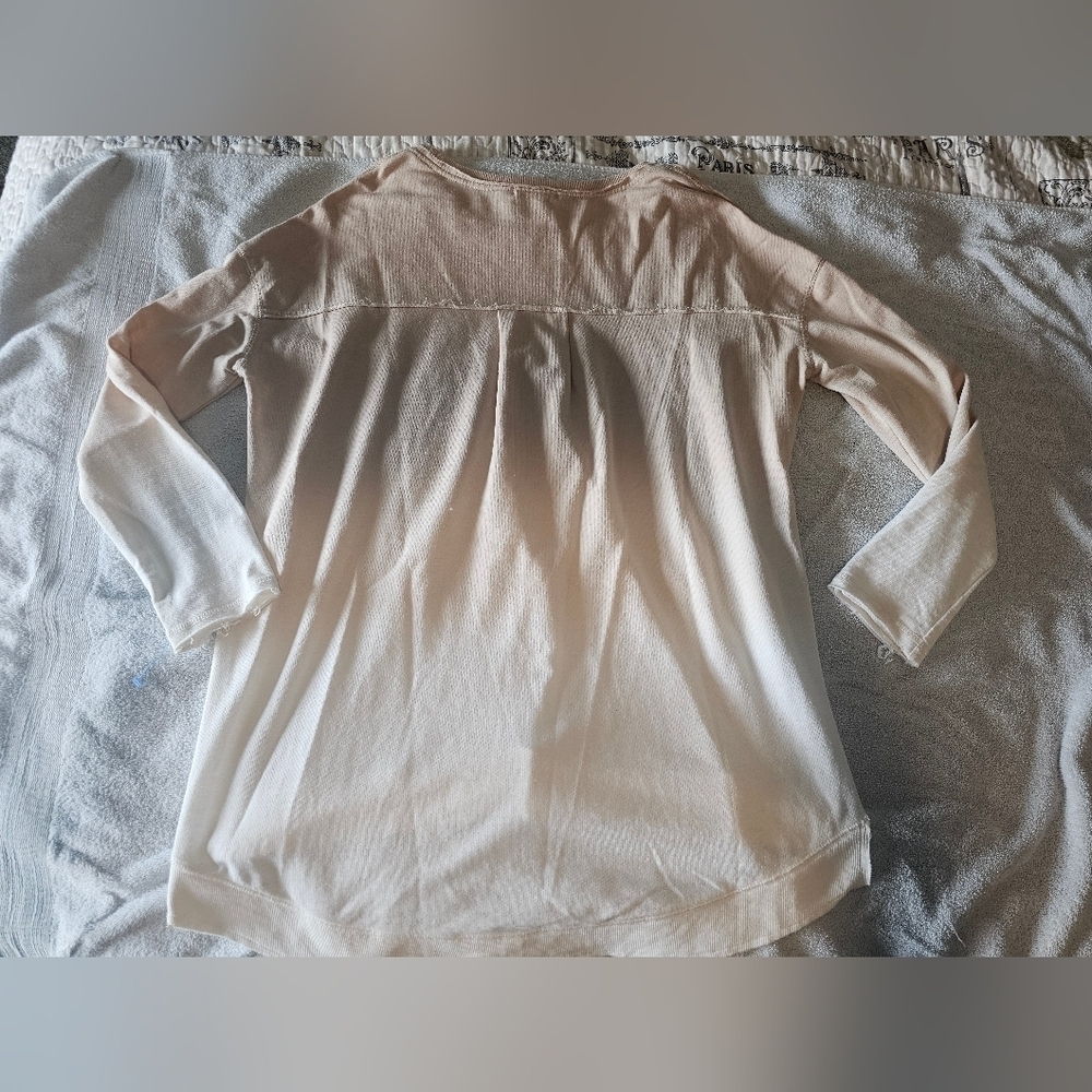 Z SUPPLY Beige White Ombré Sweatshirt Top Size S Soft Cotton Blend Pullover - Picture 9 of 12